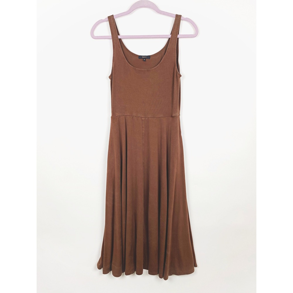 Quince Tencel Jersey Fit & Flare Dress Brown Medium